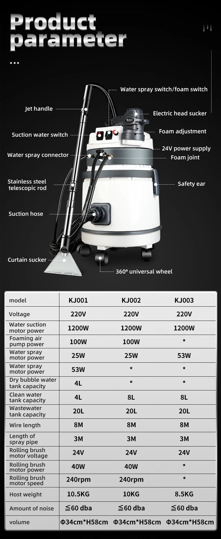 Factory Direct Sales Commercial Household Fabric Sofa Curtain Spraying and Pumping Integrated Multifunctional Vacuum Cleaner