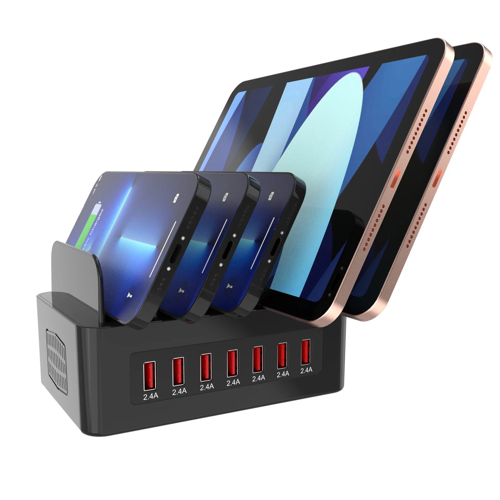 100W Multi USB Fast Charger Usb Quick Charge Phone Stand Charging Station 5 Port - 60 Port for Iphone Samsung Huawei Xiaomi OEM