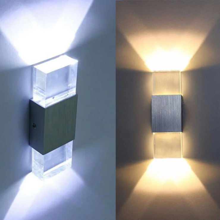 

6W 220V Bedroom Hotel Bedside Wall Mounted Up and Down Acrylic Wall Lamp Light