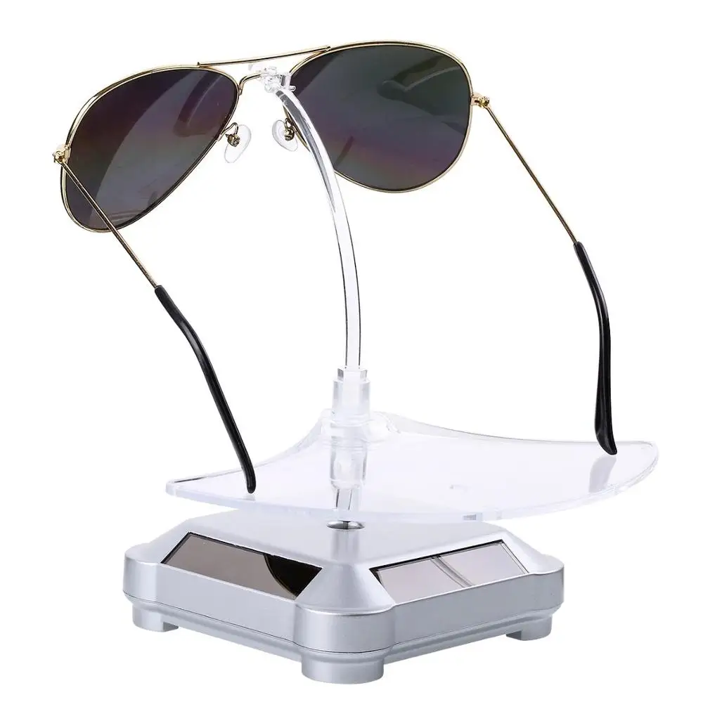 

Solar Power Battery Showcase 360 Degree Turntable Automatic Rotary Jewelry Cosmetic Cases Displays Stand for Sunglasses