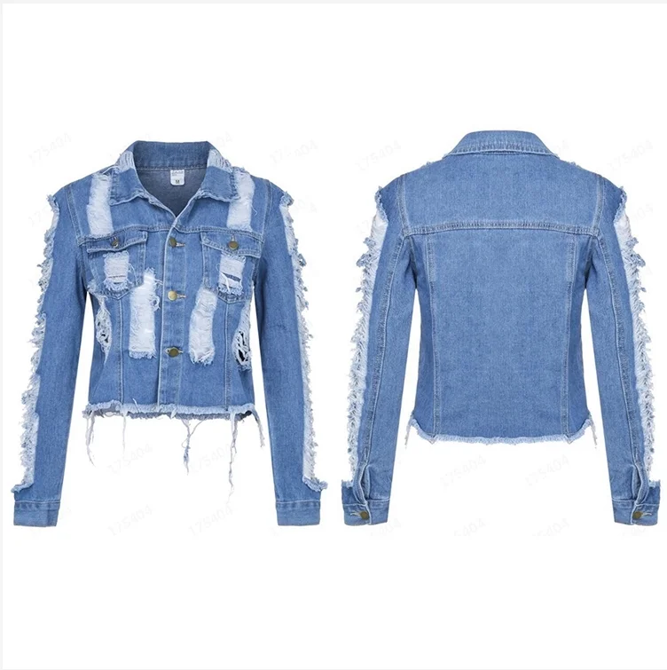 

New arrivals 2021 fall hole design sexy women wear jean coat denim jacket