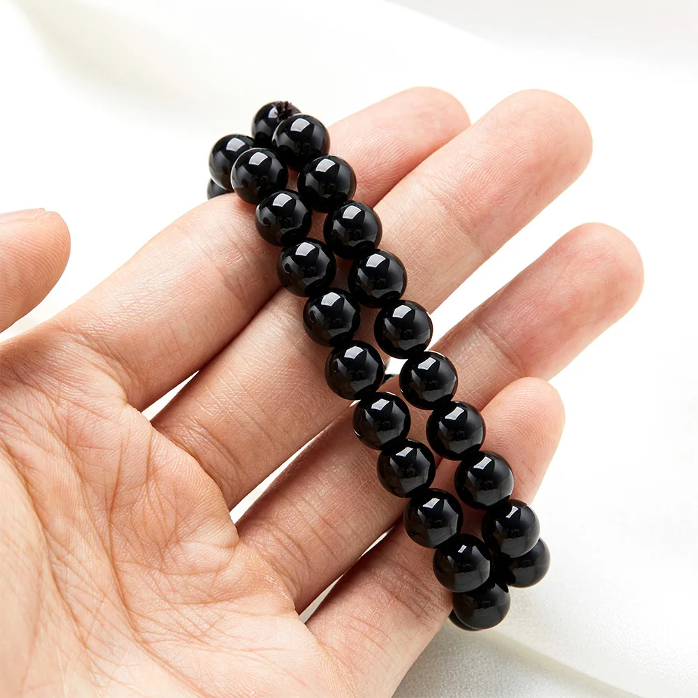

Wholesale Single Layer 8mm Black Feng Shui Bracelet Lucky Obsidian Bracelet