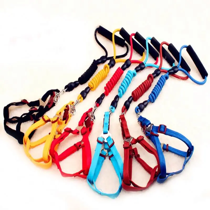 

Pet Products Nylon Adjustable Dog Leather Chest Harness with Rope Leash Set, Customized color