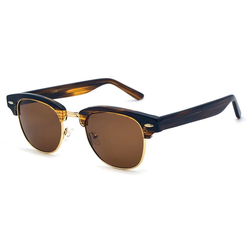 

Customized Clear Square Metal Acetate Half Rim Frame Polarized Sun Glasses Sunglasses