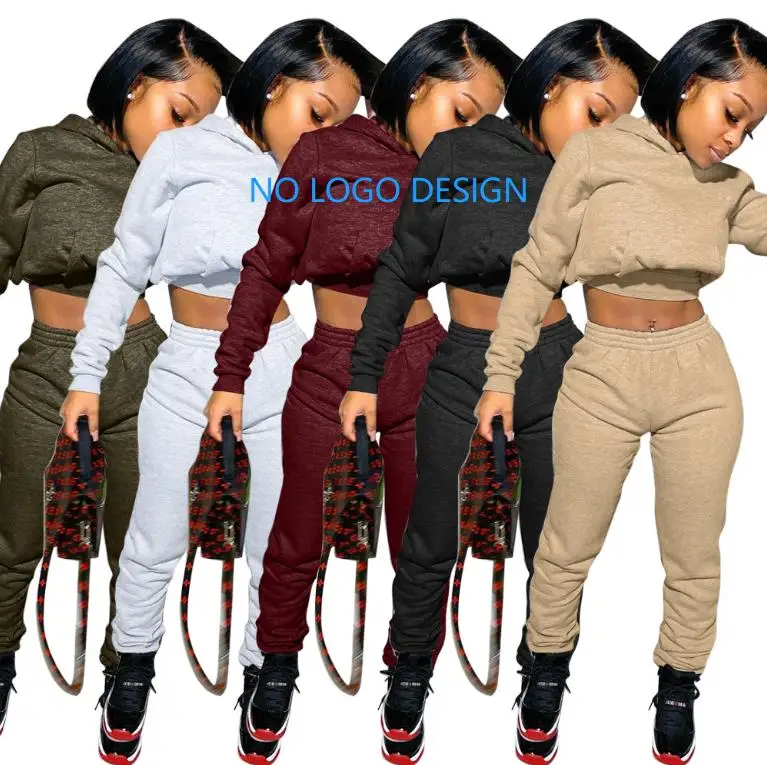 

Solid Color Long Sleeve Sweatshirt Zipper Joggers Tracksuit Sweat Suit 2 Piece Sweatsuit Set Outfits Women Track Suit, Customized color/as show