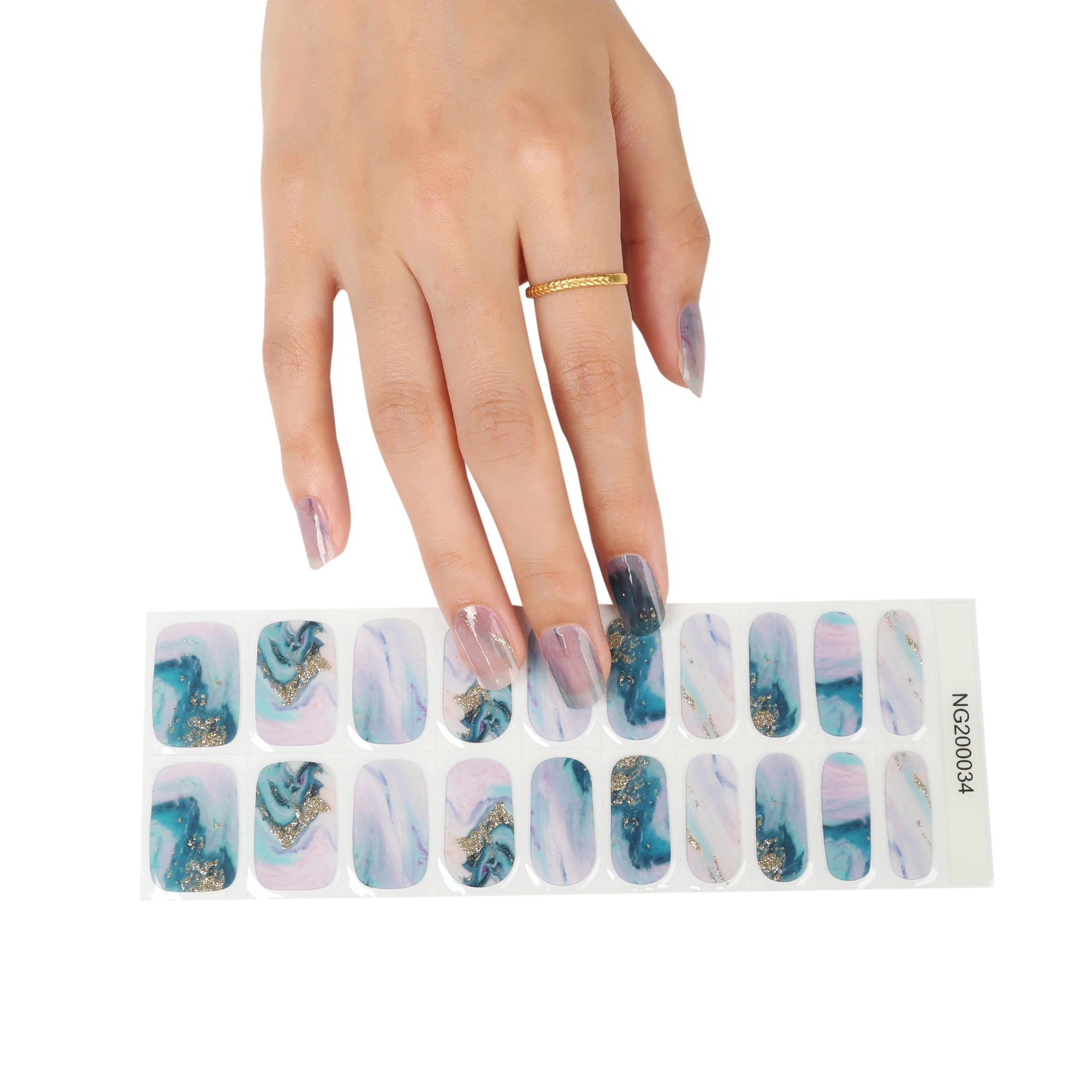 

Korean Huizi nail supplier Gel Nail sticker strips Non-Toxic Long Lasting semi cured Gel Nail wraps