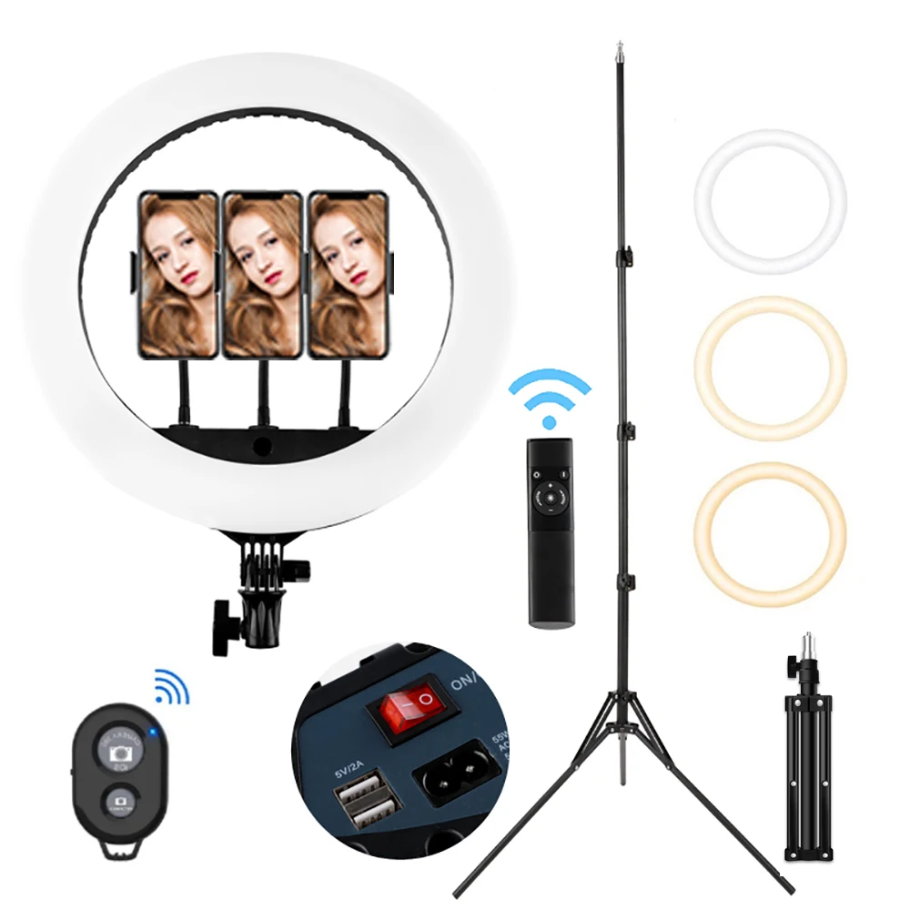 

HQ-18N 18-inch LED ring light, with stand round ring selfie LED photography light