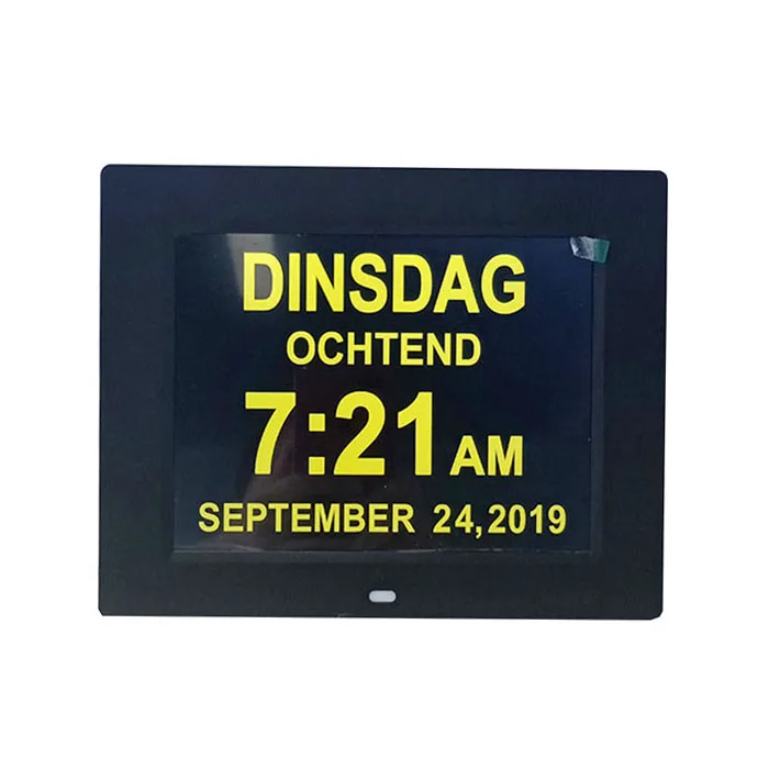 

Large Simple Display Yellow And White Font With Medication Reminder Digital Calendar Alarm Clock For Dementia