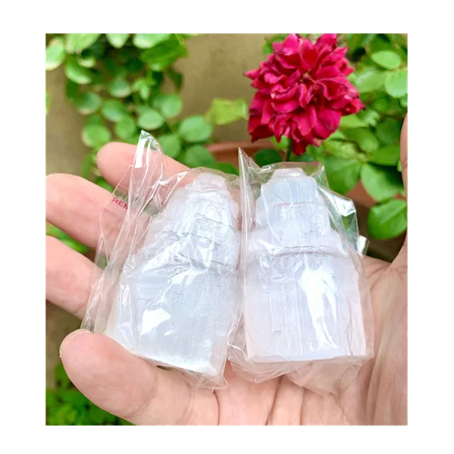 

Wholesale natural quartz healing crystals white color selenite tower point