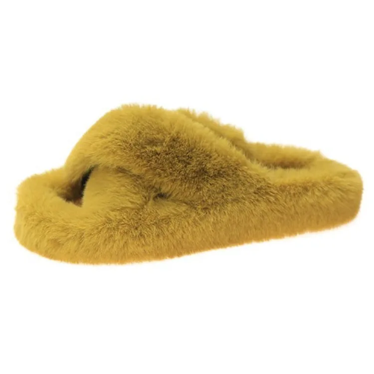 

Ladies Soft Plush Furry wool Open Toe faux fur slides slippers warm house shoes slippers, Yellow,green,balck,beige,khaki,orange