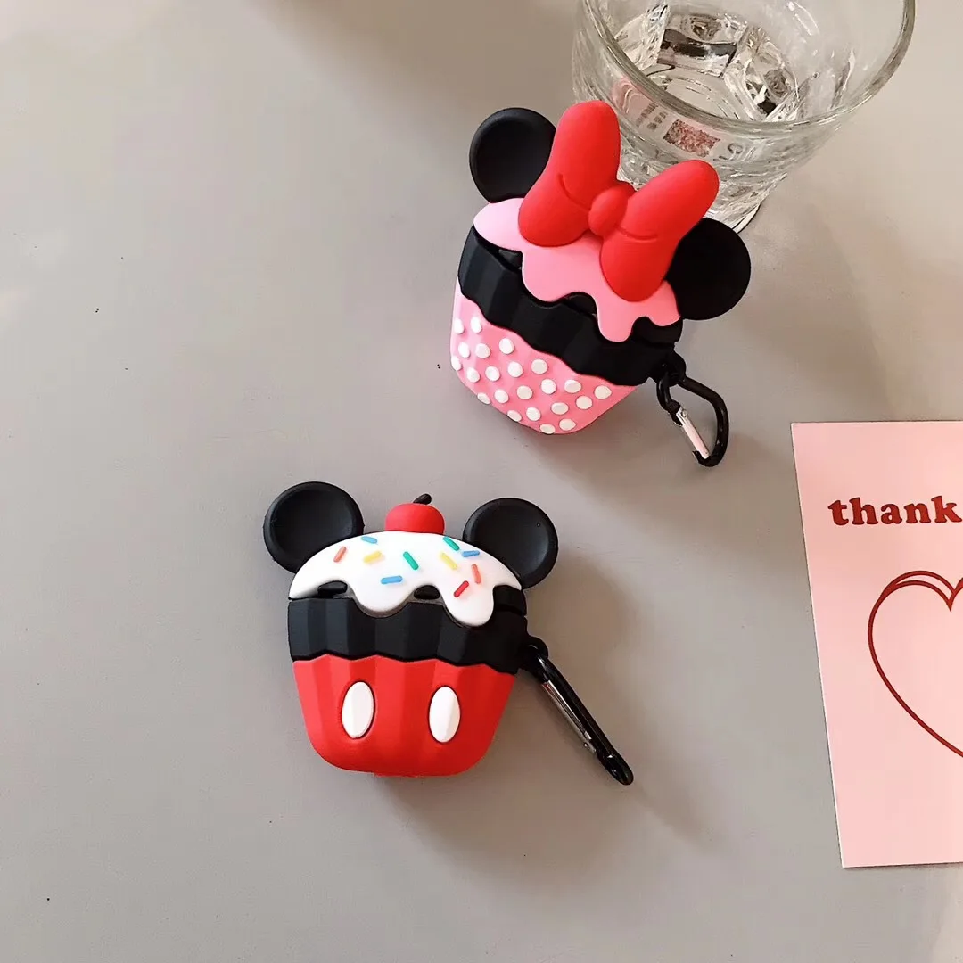 

3D Cute Cartoon Minnie Mickey Donald Daisy Duck Dessert Cake For AirPod Cover for Apple Airpods 1 2 Cases