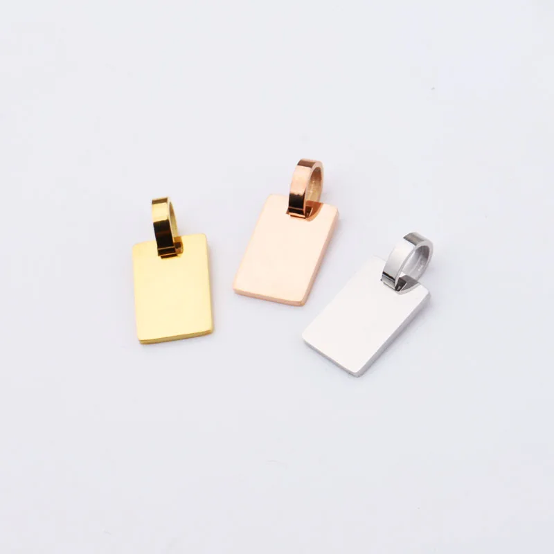 

2020 NEW DIYJewelry Finding Metal Accessories Custom Laser Engravable Blank Stainless Steel Rectangle Shape Tag Pendant Charm, Gold,silver,rose gold