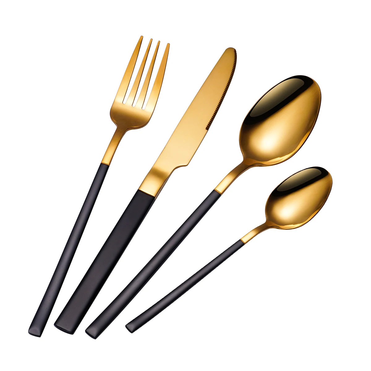 

Amazon Hot Sale Wholesale Silverware Luxury Stainless Steel Flatware Wedding Black Gold Handle Knife Fork Spoon Cutlery Set, Silver, gold, rose gold, colorful, black, customizable