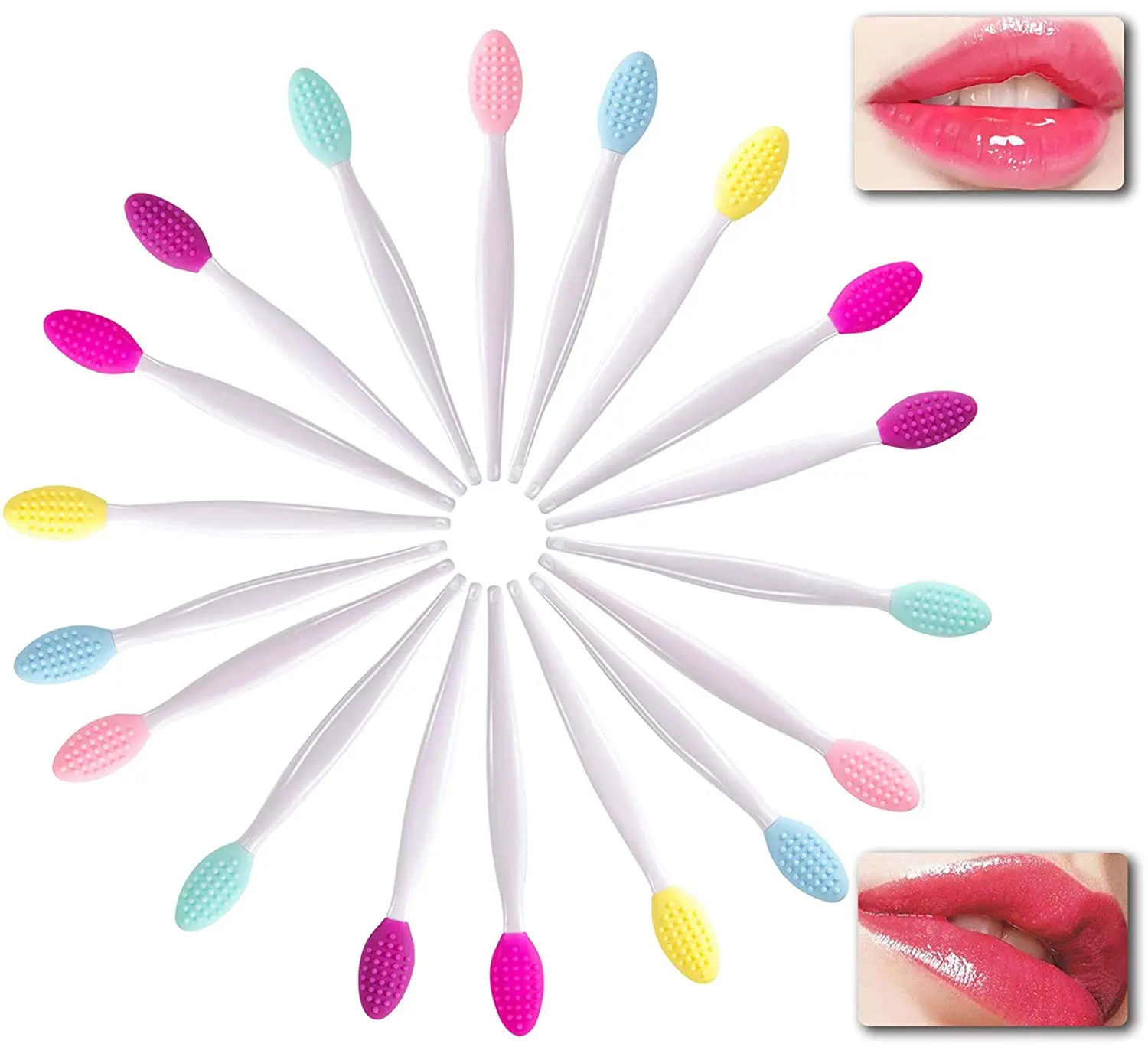 

Custom Logo Lip Scrub Brush Double-Sided Silicone Exfoliating Lip Brush Tools For Nose Blackhead Cleansing Of Skin And Lips, Blue,pink,rose red,green,yellow,purple