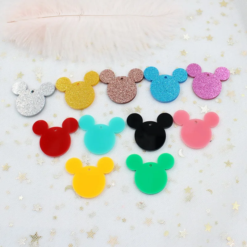 

Acrylic Mouse Head Mouse Head Ornaments Laser Cutout Decoration AC1596 1.2" 30mm for Earrings Glitter Mirror Black Drop Earrings