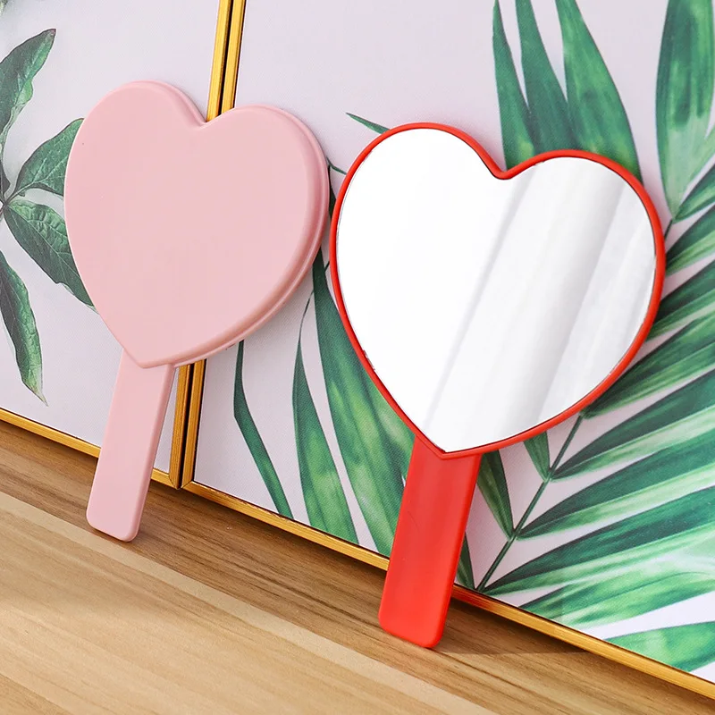 

Portable Private Label Customized Logo Mirrors Hand-held Heart Shaped Makeup Mirrors