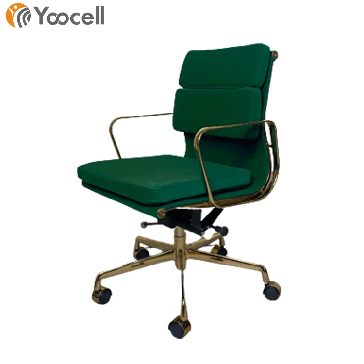 

Yoocell blackish green gold base hospital reception chairs waiting room adjustable height salon reception chair