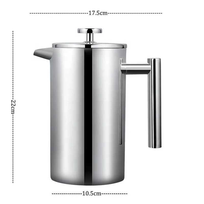 

2022 New Arrivals Wholesalers 1000ml Double Wall 304 Stainless Steel French Press Coffee Maker