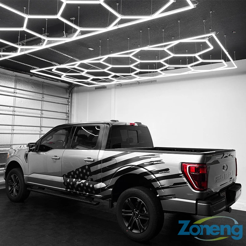 

High-end Car Wash Led Lights Hexagon Auto Workshop Lights Car Repair Polish Light