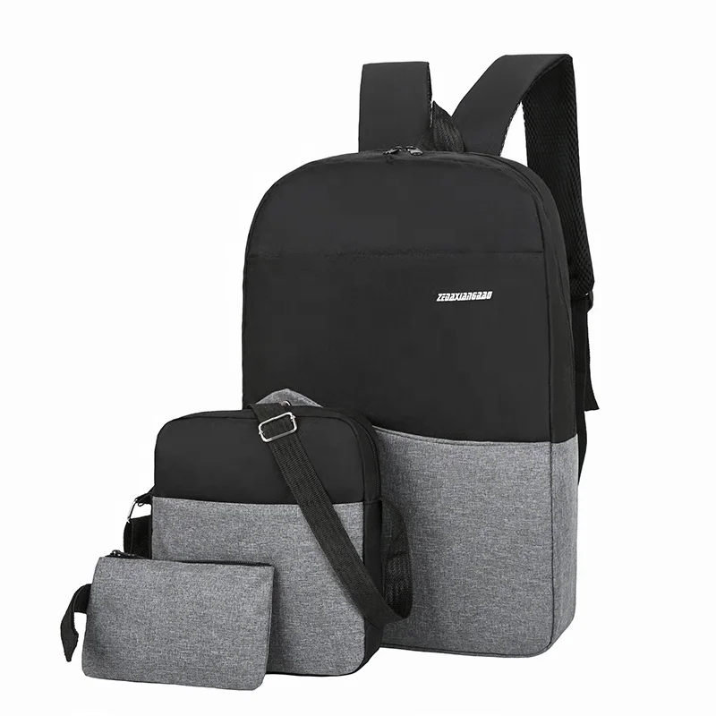 

Newly cheap waterproof business college university teenage students laptop bags shoulder 3in1set backpack school bags