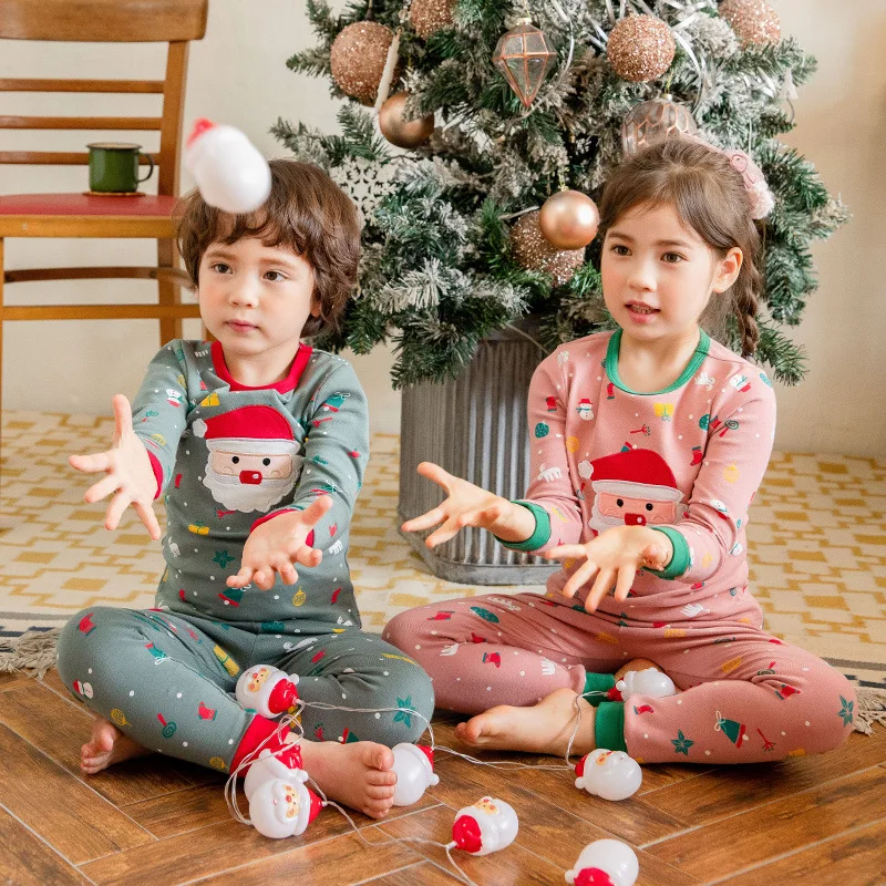 

Boutique Christmas Pajamas Kids Merry Christmas Pyjamas Baby Pajamas Set Toddler Santa PJS Set for Girls Boys Size 2T-8T