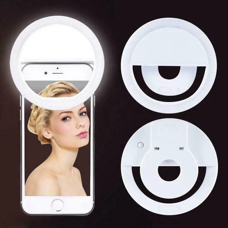 

Selfie LED Ring Flash Light Portable Mobile Phone 36 Leds Universal Lamp Luminous Ring Clip For all Phone Customized Logo, Black/white/blue/pink