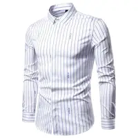 

Wholesale Office Wear 0.3KG Striped Shirt Long Sleeve Men's Dress White Shirts Men Formal Shirts
