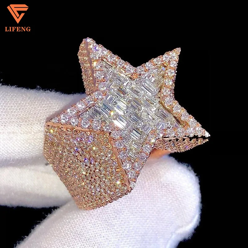

Fashion Design Hip Hop Rings Silver Plated Pentagram Jewelry Gift Box Personality Couple 925 Sterling Silver Rings For Men