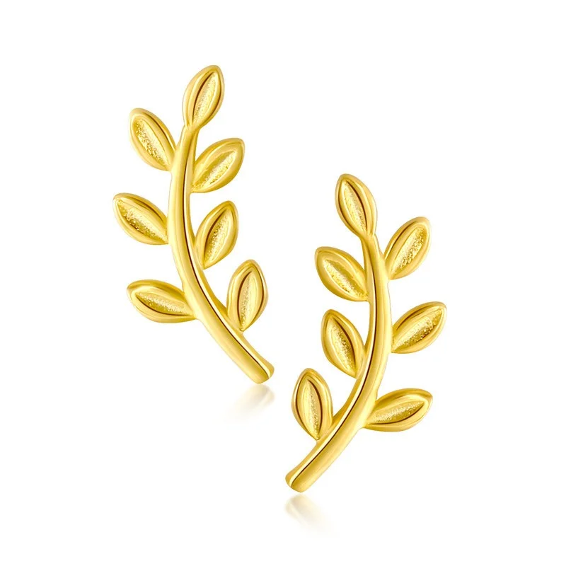 

925 Sterling Silver Tree Leaves Stud Earrings Temperament all-match silver jewelry