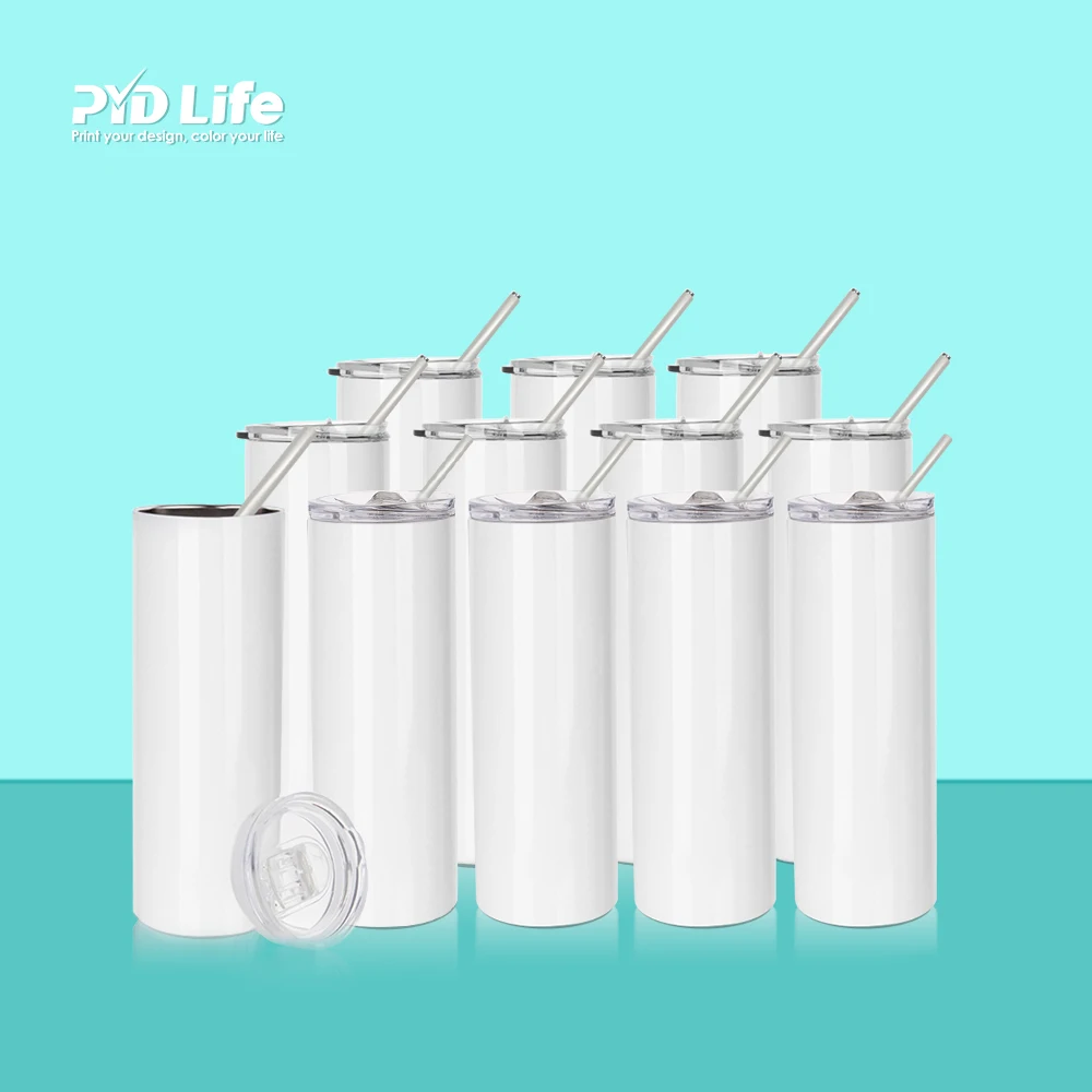 

PYD Life Fress Shipping DDP USA 20oz Straight Sublimation Blank Tumbler Cups in Bulk for Tumbler Press, White
