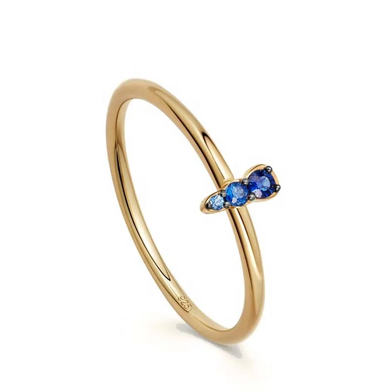 

Gemnel minimal simple jewelry layered effect mini graduating sizes and colours blue sapphire ring