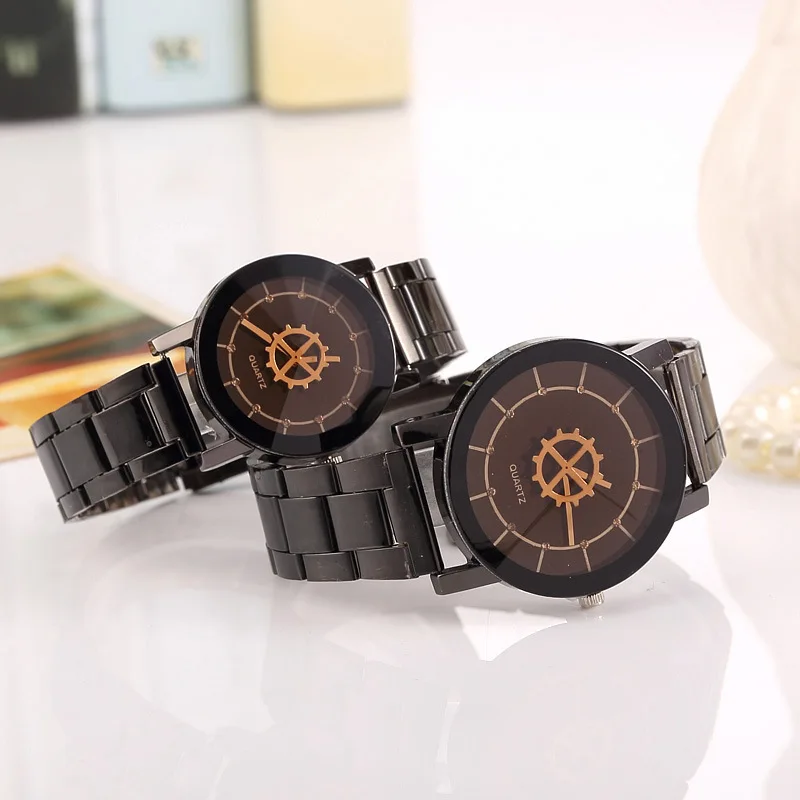 

Hot Sale Fashion Modern Movt Quartz Watch Stainless Steel Back Metal Strap Man and Woman Wrist Couple Watch, As picture
