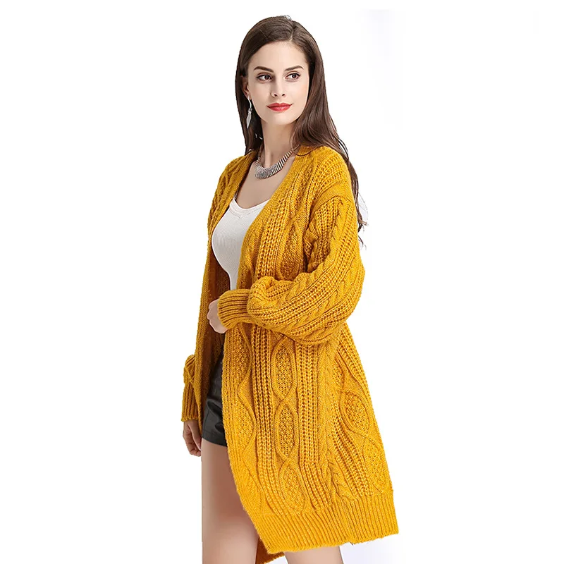 

2021 New fashion autumn winter sueter cardigan Knitted Crochet women ladies long sweater cardigan