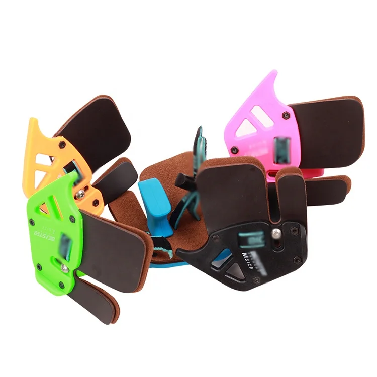 

High Quality Genuine Leather 5 Color Options Recurve Archery Protection Finger Tab Guard, Black/pink/blue/orange/green