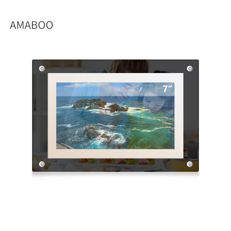 

AMABOO 7 Inch Picture Frame With Motion Sensor Outdoor Displayed Board Phto Wall Mount Cheap Acrylic Video Digital Photo Frame