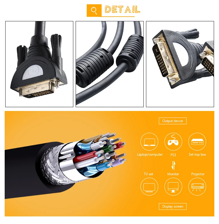 Best price 5m video tester dual monitor converter dvi 24+1 to vga cable for projector - ANKUX.COM