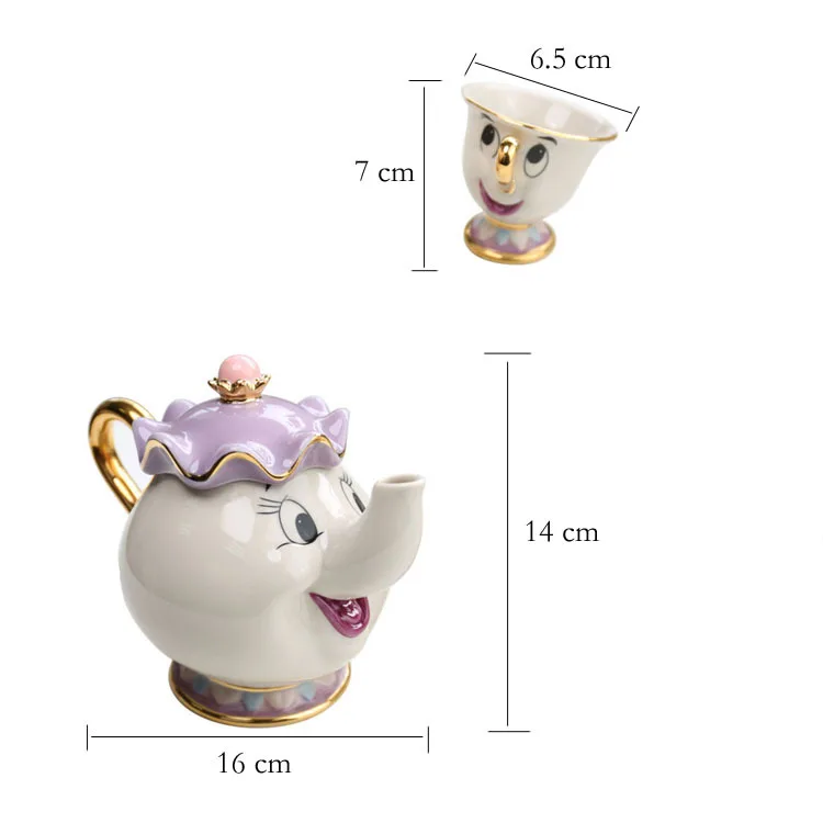 Beauty Beast Teapot Mrs Potts Chip Tea Pot Set  Chip Cup Beauty Beast -  Potts' Mug - Aliexpress