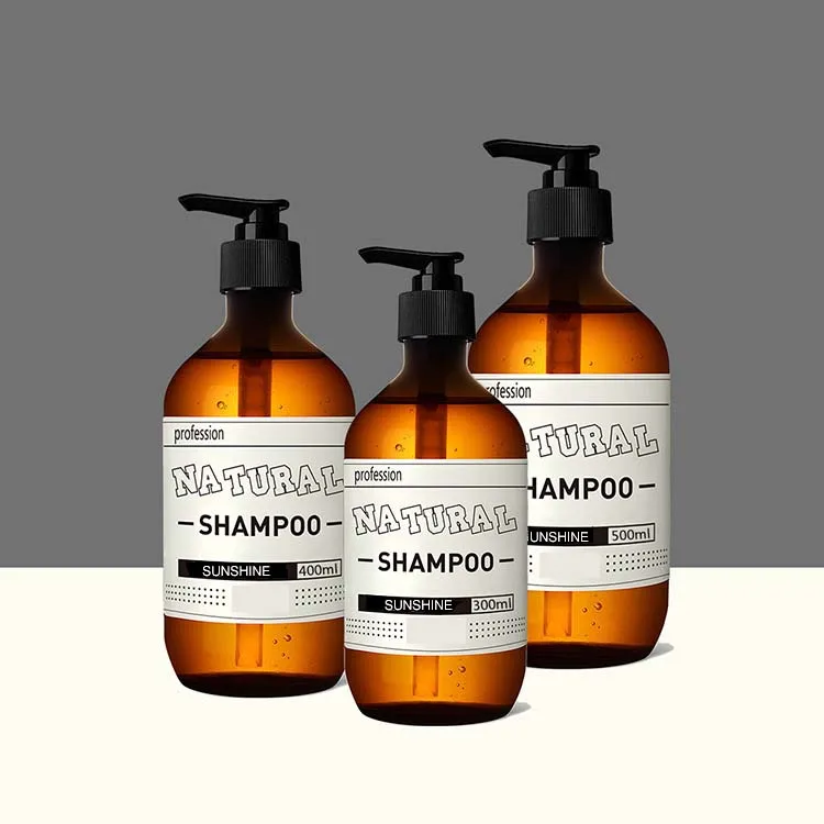 

Amber plastic 16oz empty 500ml shampoo bottles