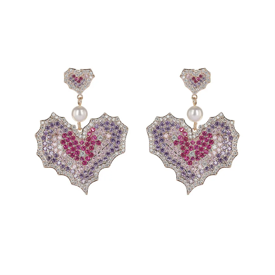 

Earring-824 Xuping Jewelry Light Luxury Fashion Heart-Set Diamond Synthetic CZ Go With INS Style 18K Gold Earrings