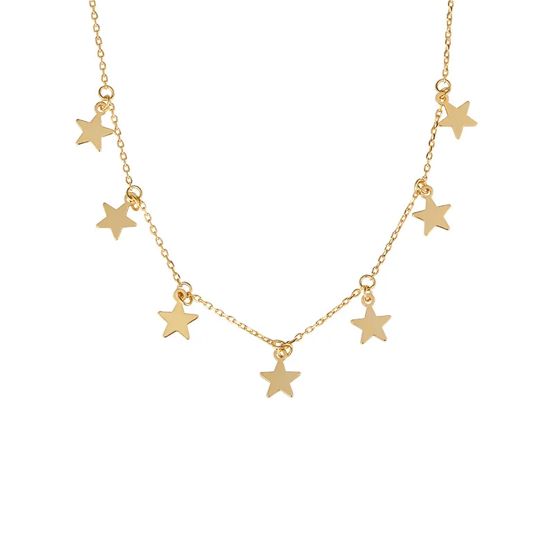 

Waterproof No Fade Jewelry Gold Plated 925 Sterling Silver Women Dainty New Design Star Charms Necklace Halskette