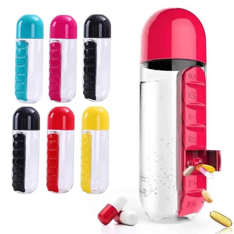 

Cutie dotey Promotional Top Quality plastic water bottle with pill organizer box, Customized