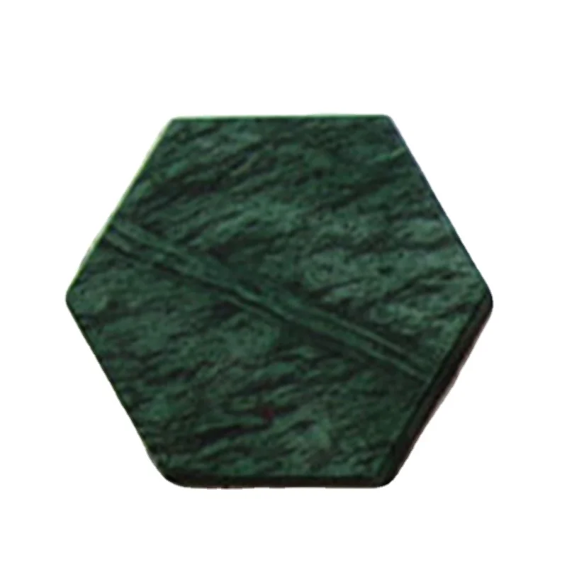 

Hexagon Coaster Wood Marble Pattern Table Mat Yoga Mat, Green