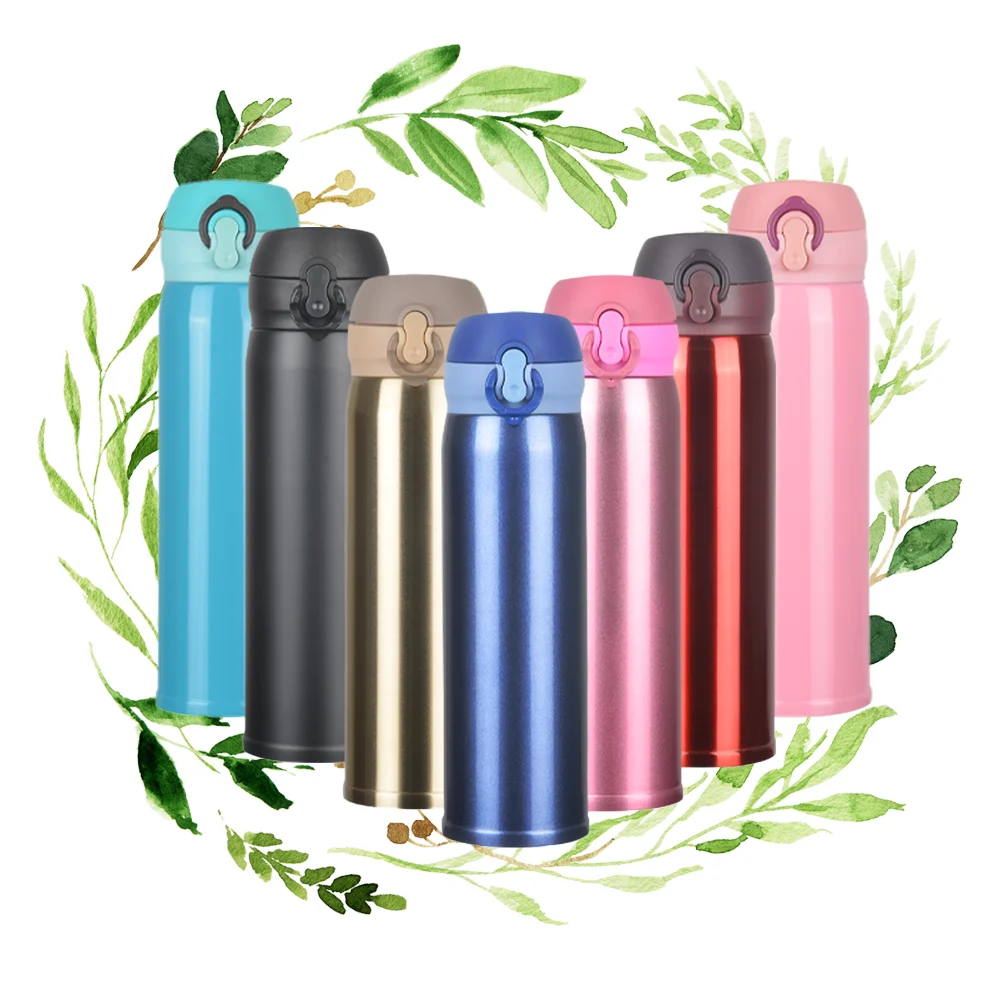 

500ml Double Wall Stainless Steel Insulated Water Bottle Colorful Insulated Vacuum Flask Leak Proof Thermos, As showed