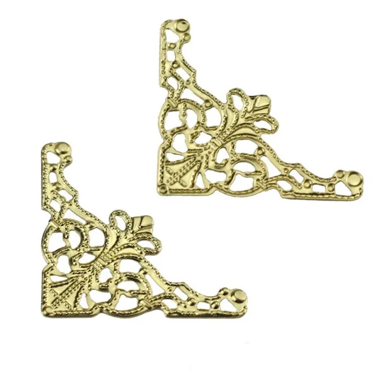 

Metal Book Scrapbook Album Corner Gold Bronze Jewelry Gift Box Decorative Protector Cover, Bronze, gold