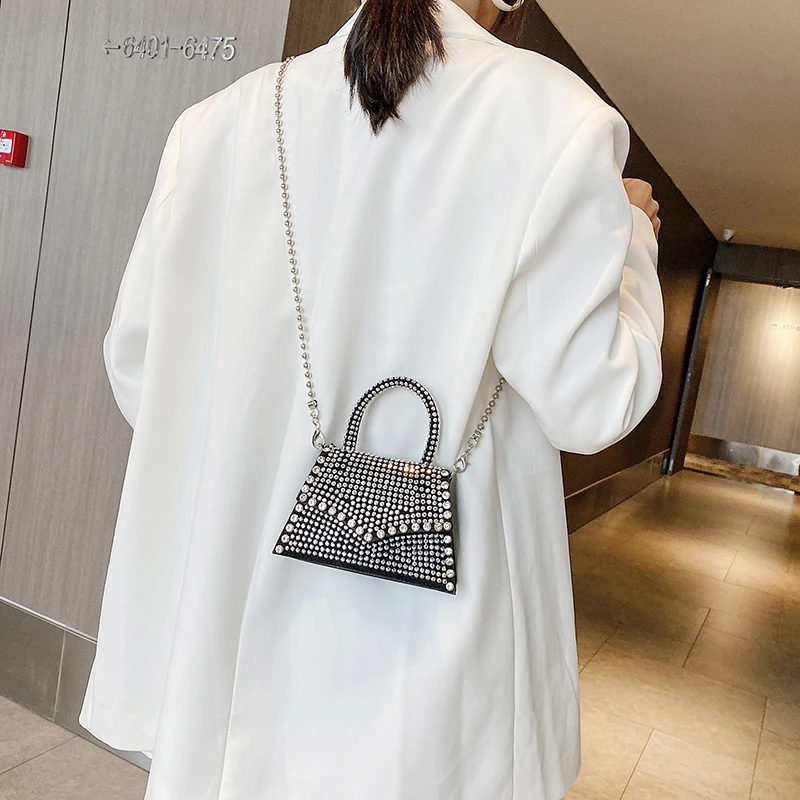 

2021 Latest Trend Luxury Bling Rhinestone Purse Women Hand Bag Diamond Handbag, Black
