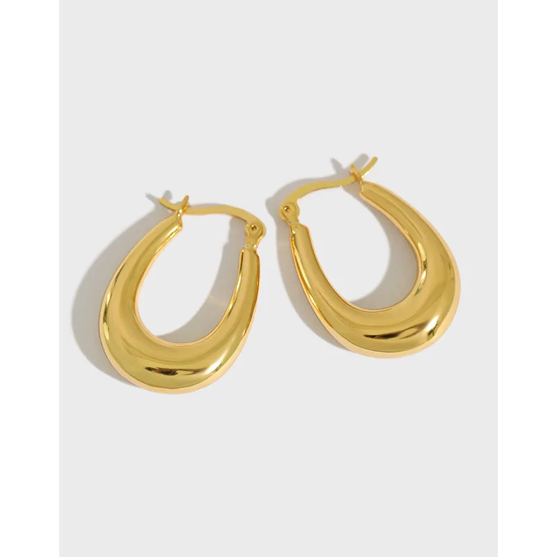 

EA570-574 925 Sterling Silver Earrings chunky hoop earring gold Gold jewelry 18K gold plated minimalist earring hoop, Gold platinum silver