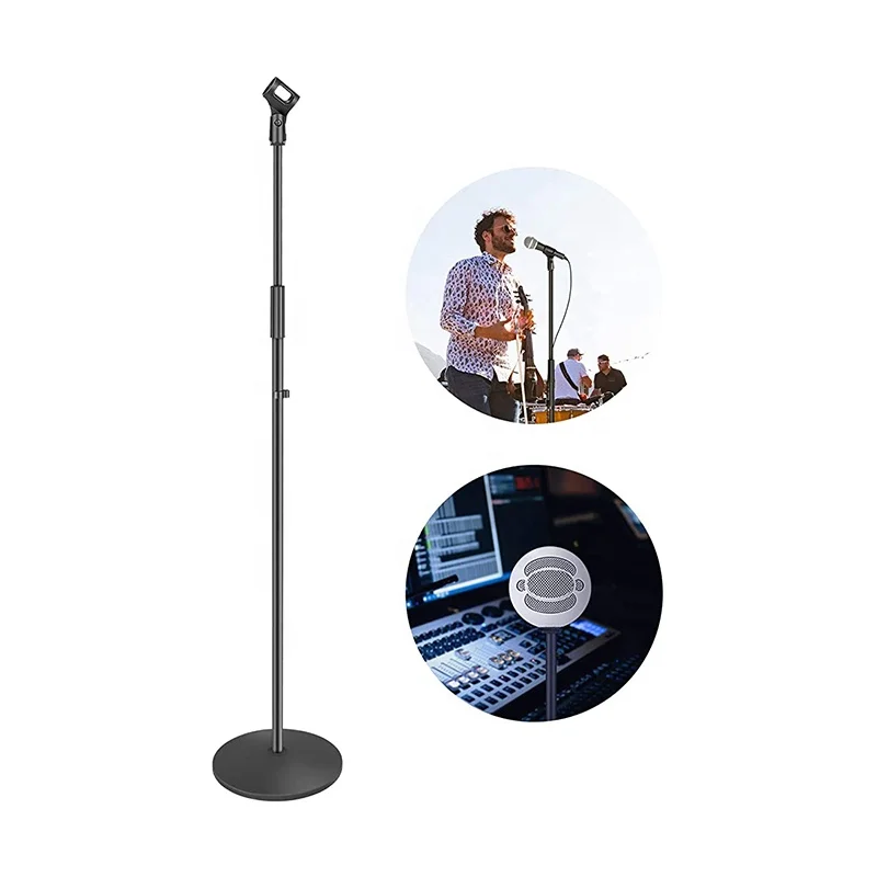 

Round Base Microphone Floor Stand with Mic Holder Adjustable Height stand for microphone