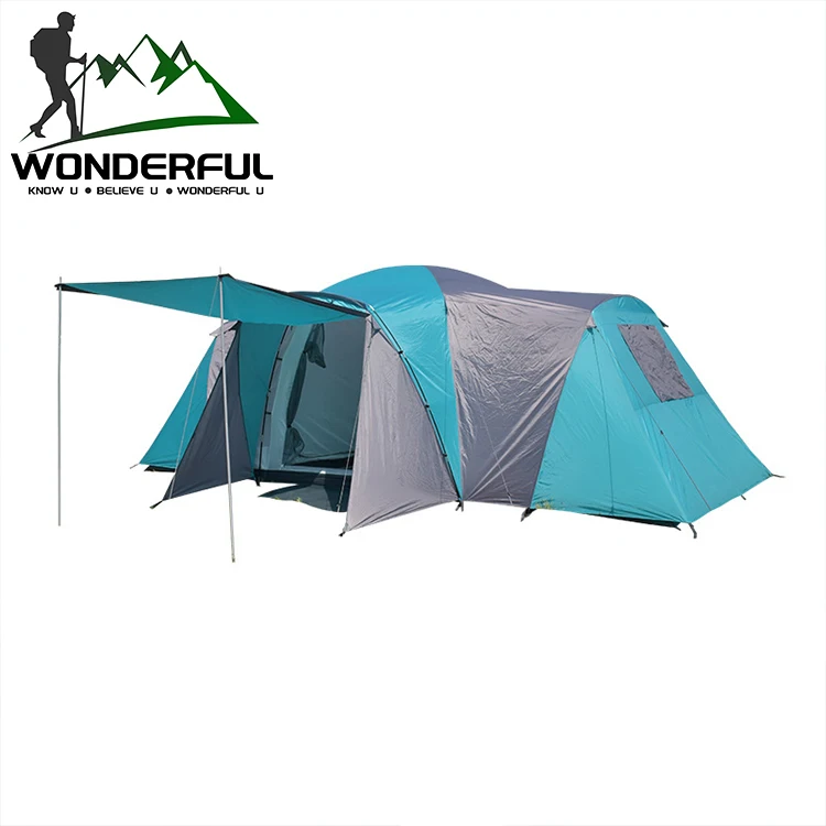 

Family Outdoor 6-8 Person 2 Bedroom 1 Living Room Quickly Open Sun Rain Proof Double Layer Camping Tent