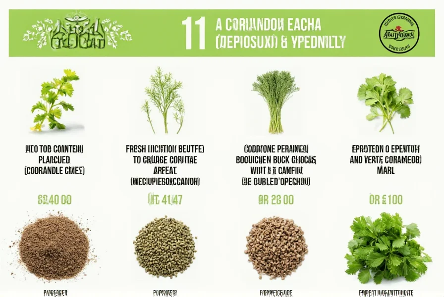 Comparison of fresh coriander substitutes including parsley, culantro, and basil