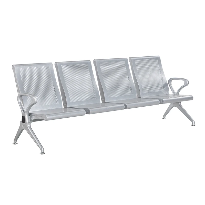 

Luxury Hospital Bench Seat Airport Waiting Room Lounge Chairs Waiting Row Chairs, Silver